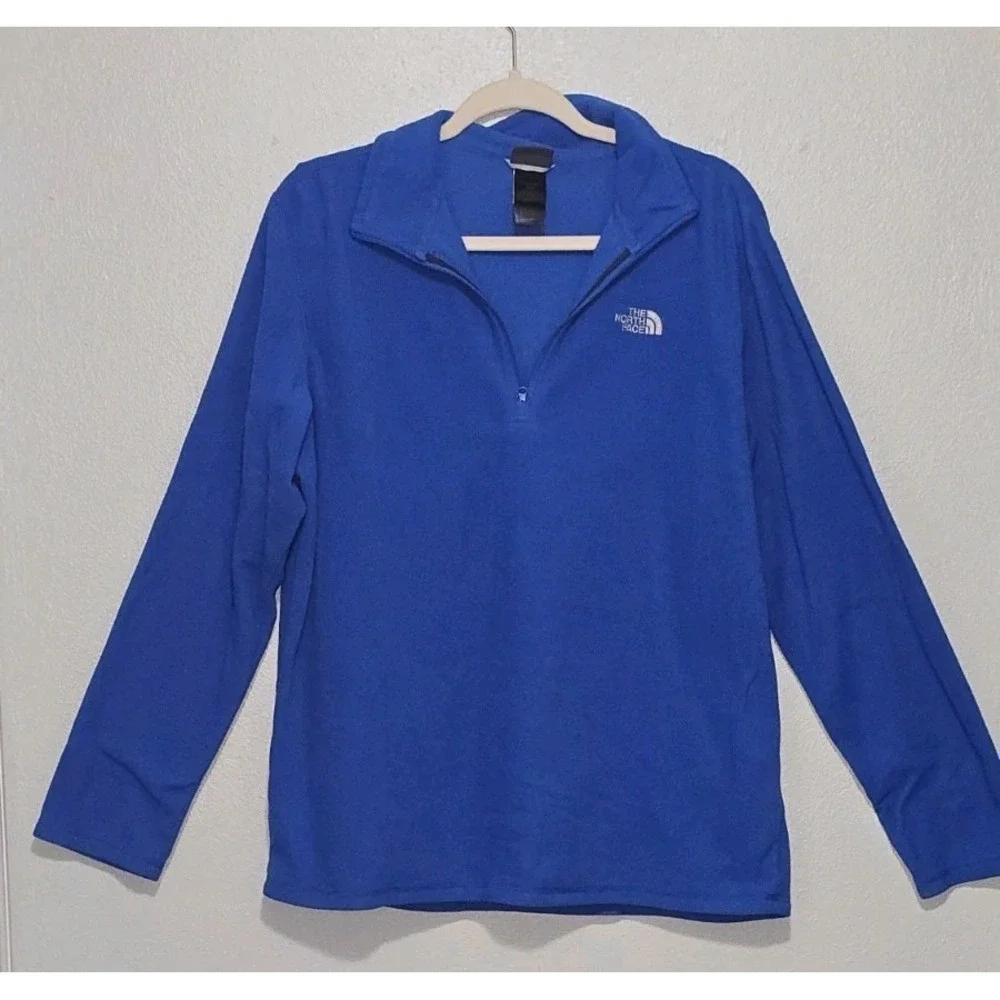The North Face Mens Large Blue Full Zip Fleece Jacket Warm Mock Neck Outerwear